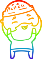 arco iris degradado línea dibujo de un dibujos animados contento barbado hombre png