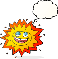 feliz mão desenhado pensamento bolha desenho animado Sol png