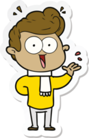 sticker of a cartoon excited man png