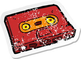 retro distressed sticker of a cartoon cassette tape png