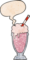 cartoon milkshake with speech bubble in retro texture style png