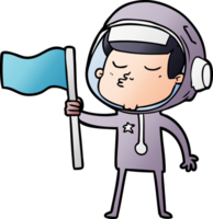 cartoon confident astronaut waving flag png