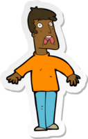 sticker of a cartoon terrified man png