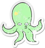 pegatina retro angustiada de un pulpo de dibujos animados png