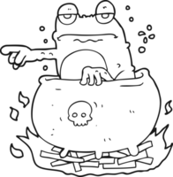 hand drawn black and white cartoon halloween toad png