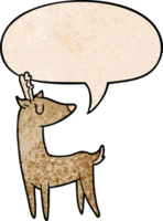 cartoon deer with speech bubble in retro texture style png