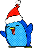 main tiré Noël dessin animé de kawaii manchot png