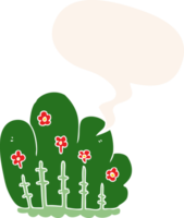 cartoon hedge with speech bubble in retro style png