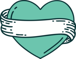 iconic tattoo style image of a heart and banner png