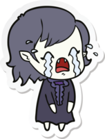 sticker of a cartoon crying vampire girl png
