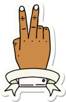 sticker of a victory v hand gesture with banner png