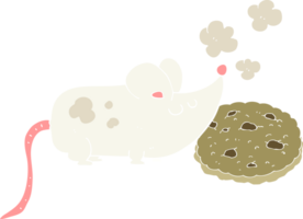 cute flat color illustration of mouse and cookie png