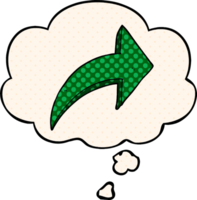 cartoon pointing arrow with thought bubble in comic book style png