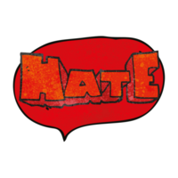 hand speech bubble textured cartoon word Hate png