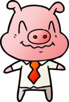 nervöser Cartoon-Schwein-Chef png