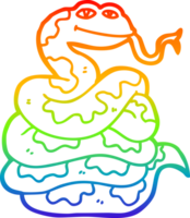 rainbow gradient line drawing of a cartoon snake png