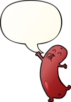 desenho animado dançando linguiça com discurso bolha dentro suave gradiente estilo png