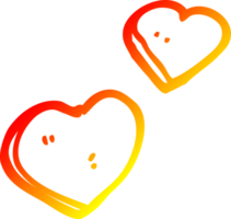 warm gradient line drawing of a cartoon love hearts png
