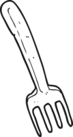 hand drawn black and white cartoon fork png