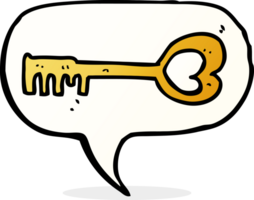 cartoon heart shaped key with speech bubble png