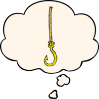 cartoon fish hook with thought bubble in comic book style png