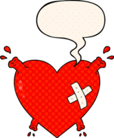 cartone animato cuore Schizzi sangue con discorso bolla nel comico libro stile png