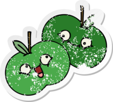 distressed sticker of a cute cartoon apples png