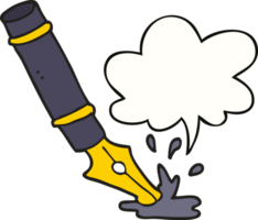 cartoon fountain pen with speech bubble png