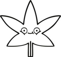 line drawing cartoon of a marijuana leaf png