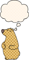 cartoon bear with thought bubble in comic book style png