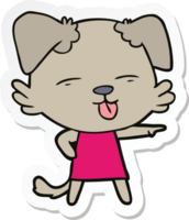 sticker of a cartoon dog sticking out tongue png