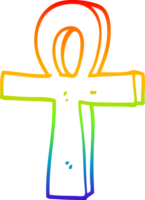 rainbow gradient line drawing of a cartoon of an ankh png