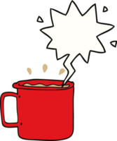 tekenfilm camping kop van koffie met toespraak bubbel png