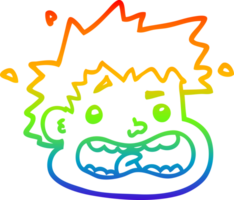 arcobaleno pendenza linea disegno di un' cartone animato spaventato viso png