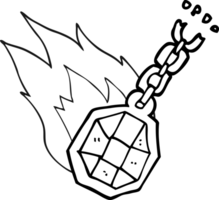 hand drawn black and white cartoon magic pendant png