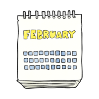 hand textured cartoon calendar showing month of february png