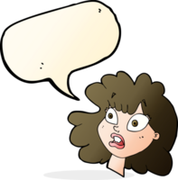 cartone animato scioccato femmina viso con discorso bolla png