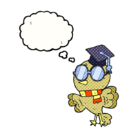 cute  hand drawn thought bubble cartoon well educated bird png