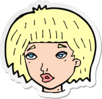 sticker of a cartoon bored looking woman png