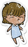 distressed sticker of a cartoon woman png