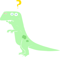 flat color illustration of confused dinosaur png