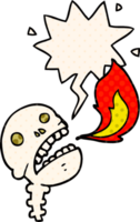 cartone animato spaventoso Halloween cranio con discorso bolla nel comico libro stile png