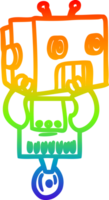 rainbow gradient line drawing of a cartoon robot png