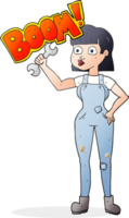 hand drawn cartoon mechanic woman png