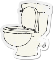 main tiré affligé autocollant dessin animé griffonnage de une salle de bains toilette png