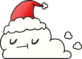 hand- getrokken Kerstmis helling tekenfilm van kawaii wolk png