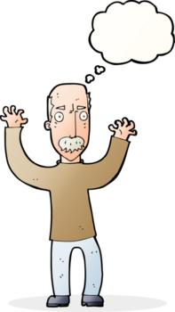 tecknad serie arg pappa med trodde bubbla png