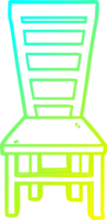 cold gradient line drawing of a old wooden chair cartoon png