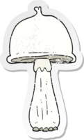 autocollant rétro en détresse d'un champignon de dessin animé png