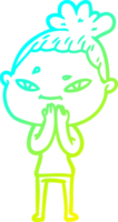 frio gradiente linha desenhando do uma desenho animado mulher png